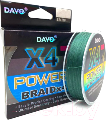 Леска плетеная Dayo Power Braid X4 0.12мм (100м, темно-зеленый)