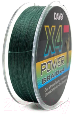 Леска плетеная Dayo Power Braid X4 0.14мм (100м, темно-зеленый)