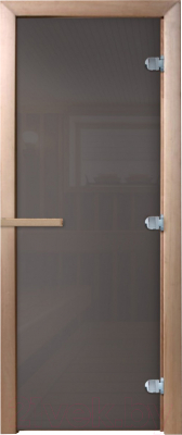 Стеклянная дверь для бани/сауны Doorwood Сумерки 70x170 / DW03543 (графит, коробка хвоя)