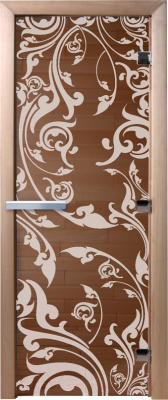 Стеклянная дверь для бани/сауны Doorwood Венеция 70x190 / DW01580 (бронза, коробка хвоя)