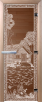 Стеклянная дверь для бани/сауны Doorwood Банька в лесу 70x190 / DW01578 (бронза, коробка хвоя) - 