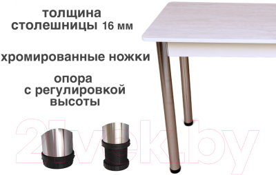 Обеденный стол СВД Юнио 100x60 / 006.П17.Х (ледяное дерево/хром)