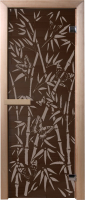 Стеклянная дверь для бани/сауны Doorwood Бамбук и бабочки 70x190 / DW02936 (графит, коробка хвоя) - 