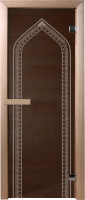 Стеклянная дверь для бани/сауны Doorwood Арка 70x190 / DW03641 (графит, коробка хвоя) - 