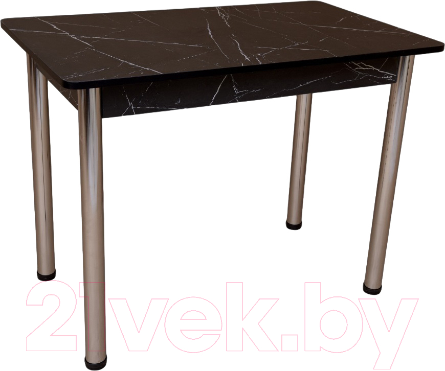 Обеденный стол СВД Юнио 110x70 / 007.П20.Х (мрамор неро маркина/хром)