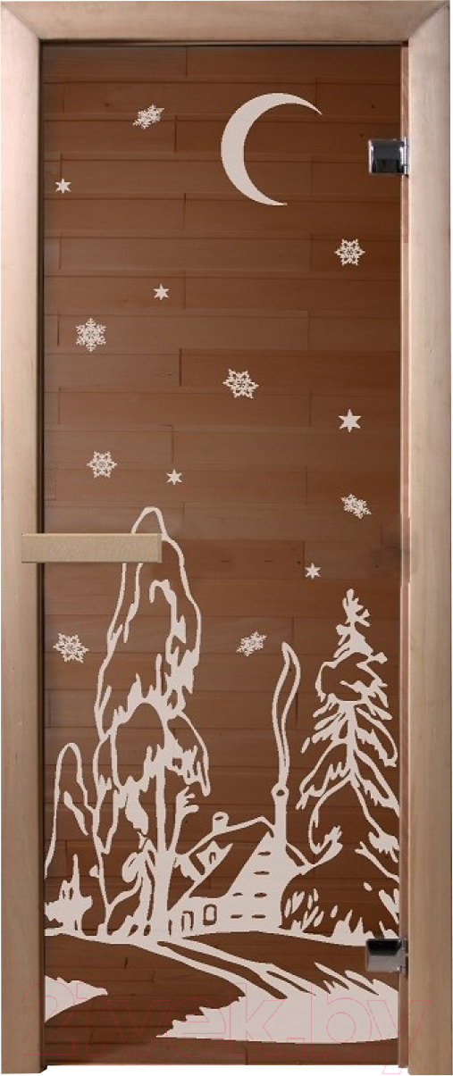 Стеклянная дверь для бани/сауны Doorwood Зима 70x190 / DW01220