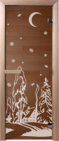 Стеклянная дверь для бани/сауны Doorwood Зима 70x190 / DW01220 (бронза, коробка хвоя) - 