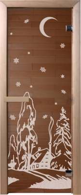 Стеклянная дверь для бани/сауны Doorwood Зима 70x190 / DW01220 (бронза, коробка хвоя)