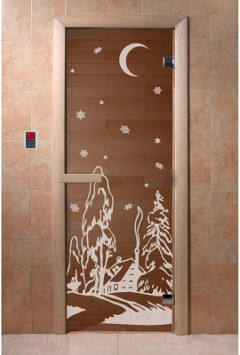 Стеклянная дверь для бани/сауны Doorwood Зима 70x190 / DW01220 (бронза, коробка хвоя)