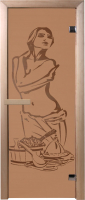 Стеклянная дверь для бани/сауны Doorwood Искушение 70x190 / DW01392 (бронза матовый, коробка хвоя) - 