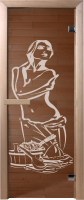 Стеклянная дверь для бани/сауны Doorwood Искушение 70x190 / DW01221 (бронза, коробка хвоя) - 