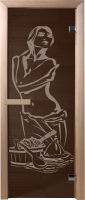 Стеклянная дверь для бани/сауны Doorwood Искушение 70x190 / DW03642 (графит, коробка хвоя) - 
