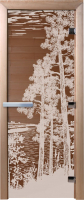 Стеклянная дверь для бани/сауны Doorwood Рассвет 70x190 / DW01969 (бронза, коробка хвоя) - 