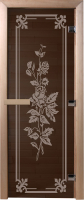 Стеклянная дверь для бани/сауны Doorwood Розы 70x190 / DW03643 (графит, коробка хвоя) - 