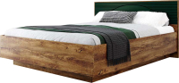 Двуспальная кровать Мебель-КМК 1600 Монтале 1 КМК 0966.8 (дуб канзас/SAT 22 зеленый матовый) - 