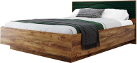 Двуспальная кровать Мебель-КМК 1800 Монтале КМК 0966.2 (дуб канзас/SAT 22 зеленый мат) - 