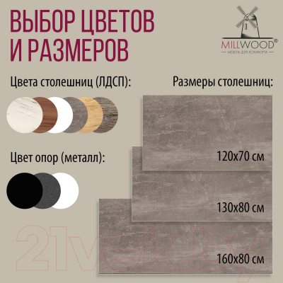 Письменный стол Millwood Лофт Сиэтл ДТ-5 120x70x75 (бетон/графит)