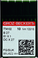 Набор игл для промышленной швейной машины Groz-Beckert DCx27 100 SUK GB-10  (для высокоэластичных тканей) - 