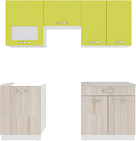 Кухонный гарнитур ВерсоМебель Эко-6 2.0 (ясень шимо светлый/зеленый лайм) - 