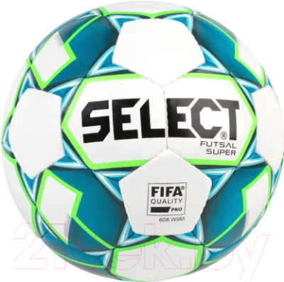 Мяч для футзала Select Futsal Super FIFA / 850308 (размер 4, белый/синий/зеленый)