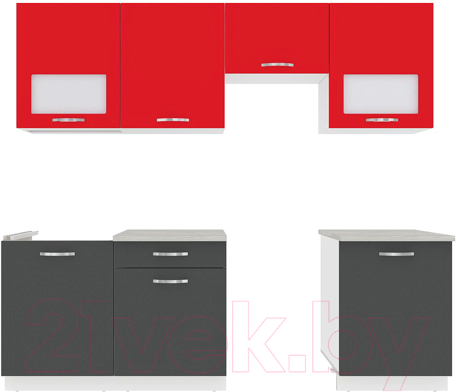 Готовая кухня ВерсоМебель Эко-6 2.4 (антрацит/красный чили)