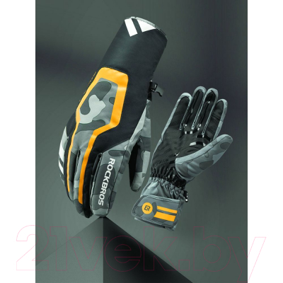 Велоперчатки RockBros S233C (L, черный/серый/желтый)