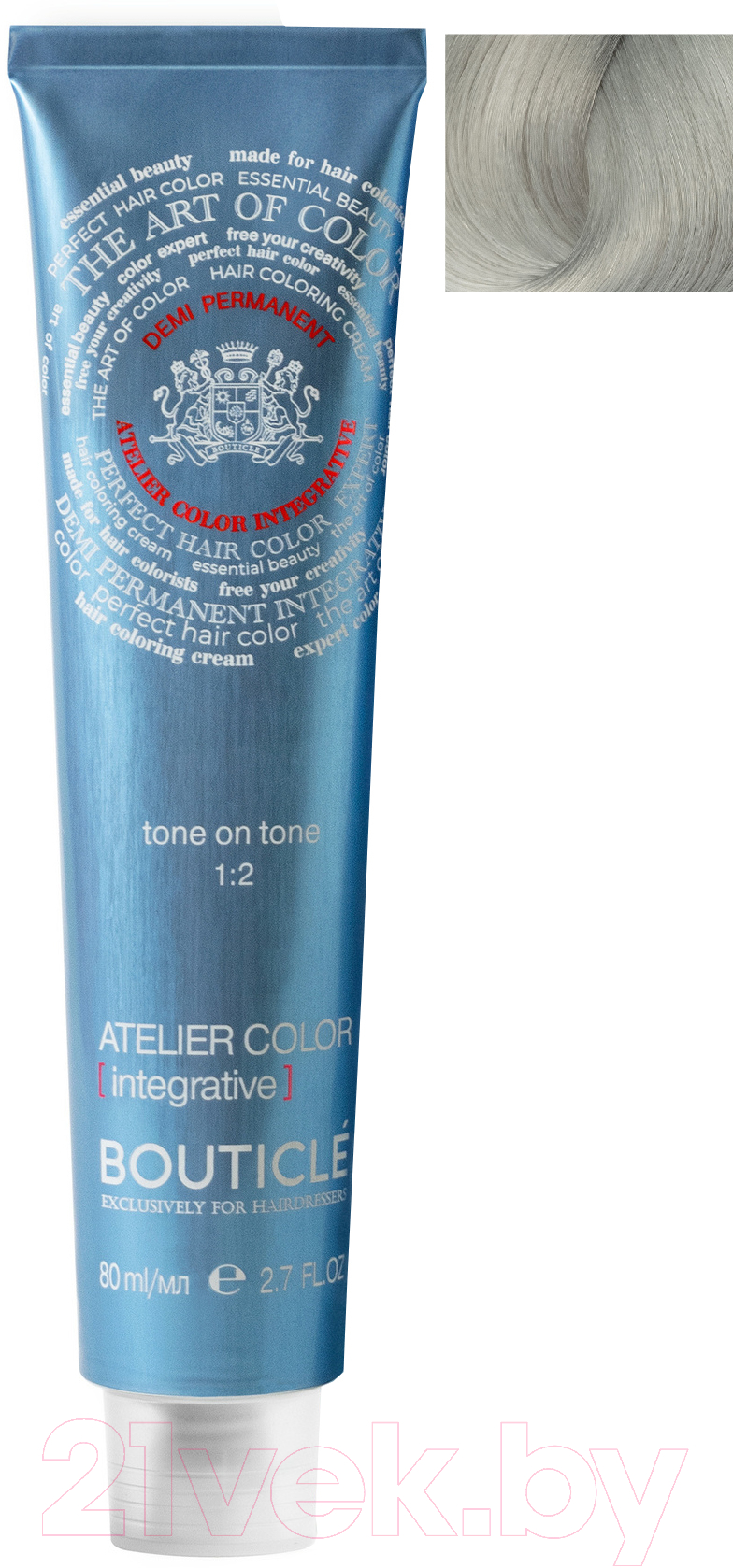 Крем-краска для волос Bouticle Atelier Color Integrative 10.1 (80мл, светлый блондин пепельный)
