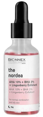 Пилинг для лица Bionnex The Nordea AHA-кислоты 10% + BHA-кислоты 2% + Брусника (30мл)