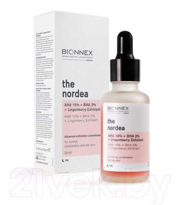 Пилинг для лица Bionnex The Nordea AHA-кислоты 10% + BHA-кислоты 2% + Брусника (30мл)