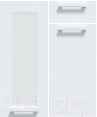 Кухонный гарнитур Интерлиния Мила Gloss 50-12x26 (белый софт/серый софт/травертин серый)