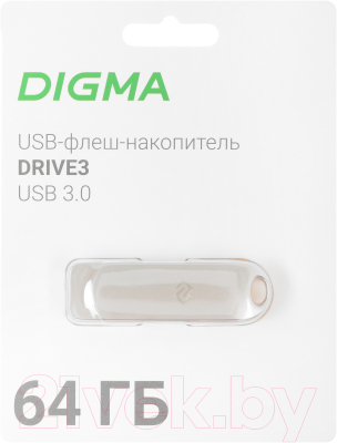 Usb flash накопитель Digma 64Gb Drive3 / DGFUM064A30SR (серебристый)