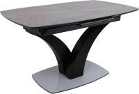 Обеденный стол Аврора Нотр Дам Moderne 140-180x85 керамика (светло-серый Greys Grey/черный матовый) - 