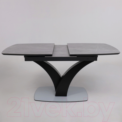 Обеденный стол Аврора Нотр Дам Moderne 140-180x85 керамика (светло-серый Greys Grey/черный матовый)