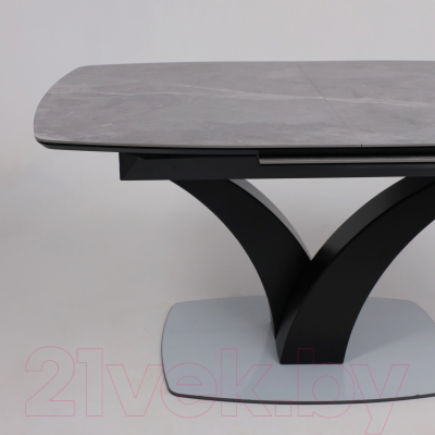 Обеденный стол Аврора Нотр Дам Moderne 140-180x85 керамика (светло-серый Greys Grey/черный матовый)