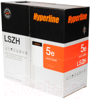 Кабель Hyperline UUTP4-C5E-S24-IN-LSZH-GY-305 (305м, серый)