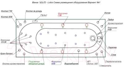 Ванна акриловая Aquanet Lotos 165x70