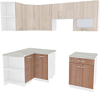 Кухонный гарнитур ВерсоМебель Эко-6 1.2x2.2 левая (ясень шимо светлый/ясень шимо темный) - 