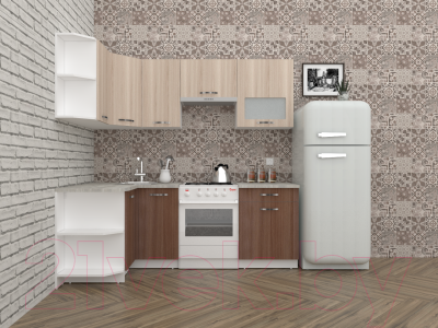 Готовая кухня ВерсоМебель Эко-6 1.2x2.2 левая (ясень шимо светлый/ясень шимо темный)