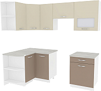 Кухонный гарнитур ВерсоМебель Эко-6 1.2x2.2 левая (латте/бежевый) - 