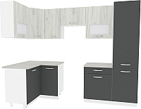 Кухонный гарнитур ВерсоМебель Эко-6 1.2x2.7 левая (дуб крафт белый/антрацит) - 