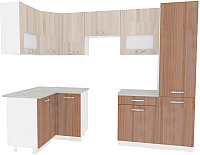 Кухонный гарнитур ВерсоМебель Эко-6 1.2x2.7 левая (ясень шимо светлый/ясень шимо темный) - 