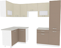 Готовая кухня ВерсоМебель Эко-6 1.2x2.7 левая (латте/бежевый) - 