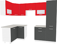 Кухонный гарнитур ВерсоМебель Эко-6 1.2x2.7 левая (антрацит/красный чили) - 