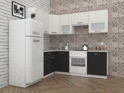 Кухонный гарнитур ВерсоМебель Эко-6 1.4x2.3 левая (дуб крафт белый/антрацит)