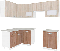 Кухонный гарнитур ВерсоМебель Эко-6 1.4x2.3 левая (ясень шимо светлый/ясень шимо темный) - 