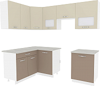 Кухонный гарнитур ВерсоМебель Эко-6 1.4x2.3 левая (латте/бежевый) - 