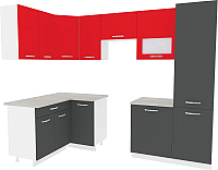 Кухонный гарнитур ВерсоМебель Эко-6 1.4x2.7 левая (антрацит/красный чили) - 