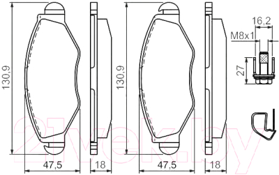 

Тормозные колодки Bosch, 0986494039
