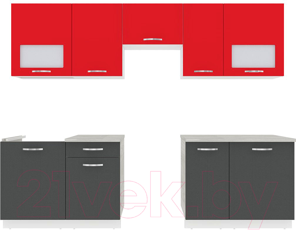 Готовая кухня ВерсоМебель Эко-6 2.7 (антрацит/красный чили)