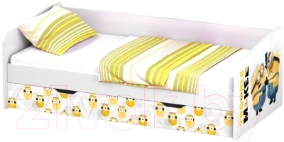 Двухъярусная выдвижная кровать детская Polini Kids Fun 4200 Миньоны (желтый)